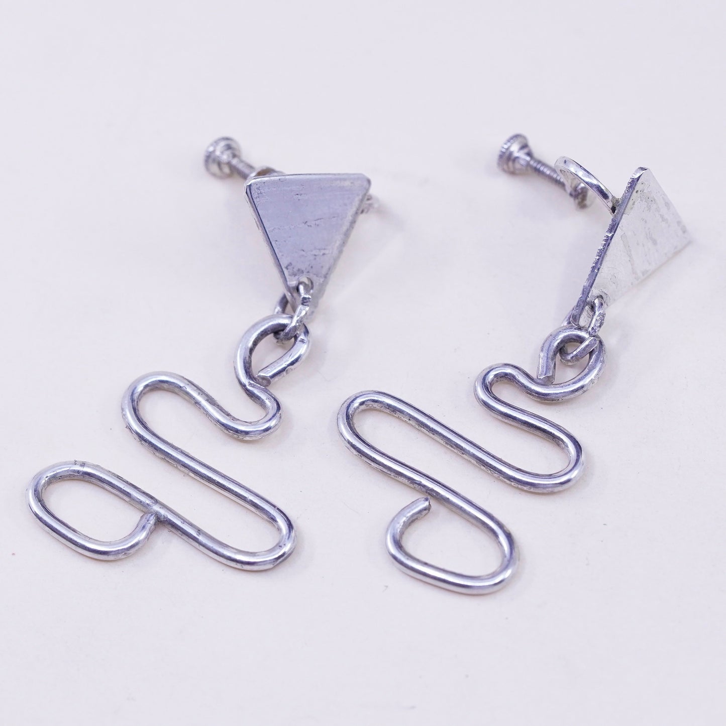 Vintage Sterling silver handmade earrings, 925 whirl screw back earrings