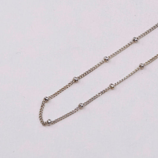 16”, vermeil Gold over sterling silver curb chain w/ beads, Italy 925 necklace