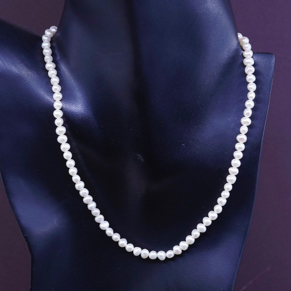 16"+1”, Sterling silver handmade necklace, 925 clasp w/ 4-5mm freshwater pearl