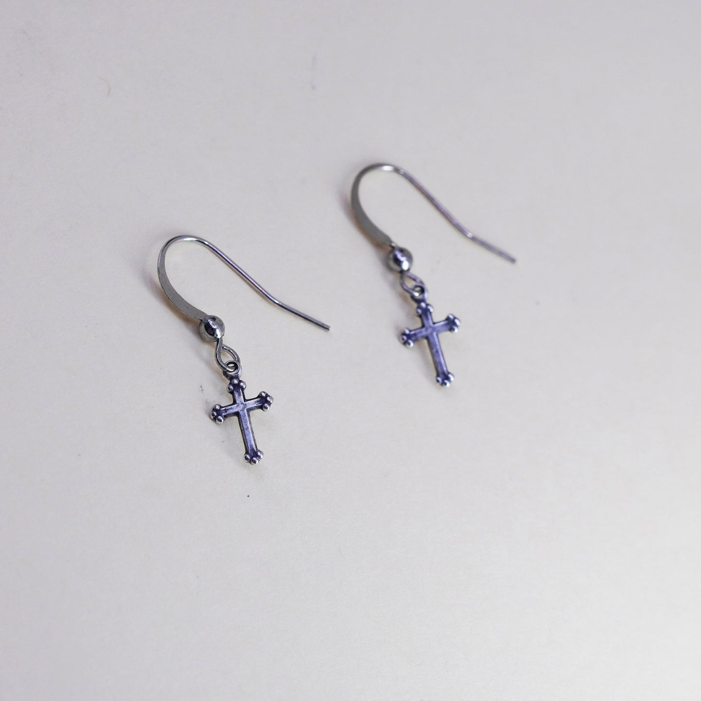 Vintage Sterling 925 silver handmade cross earrings