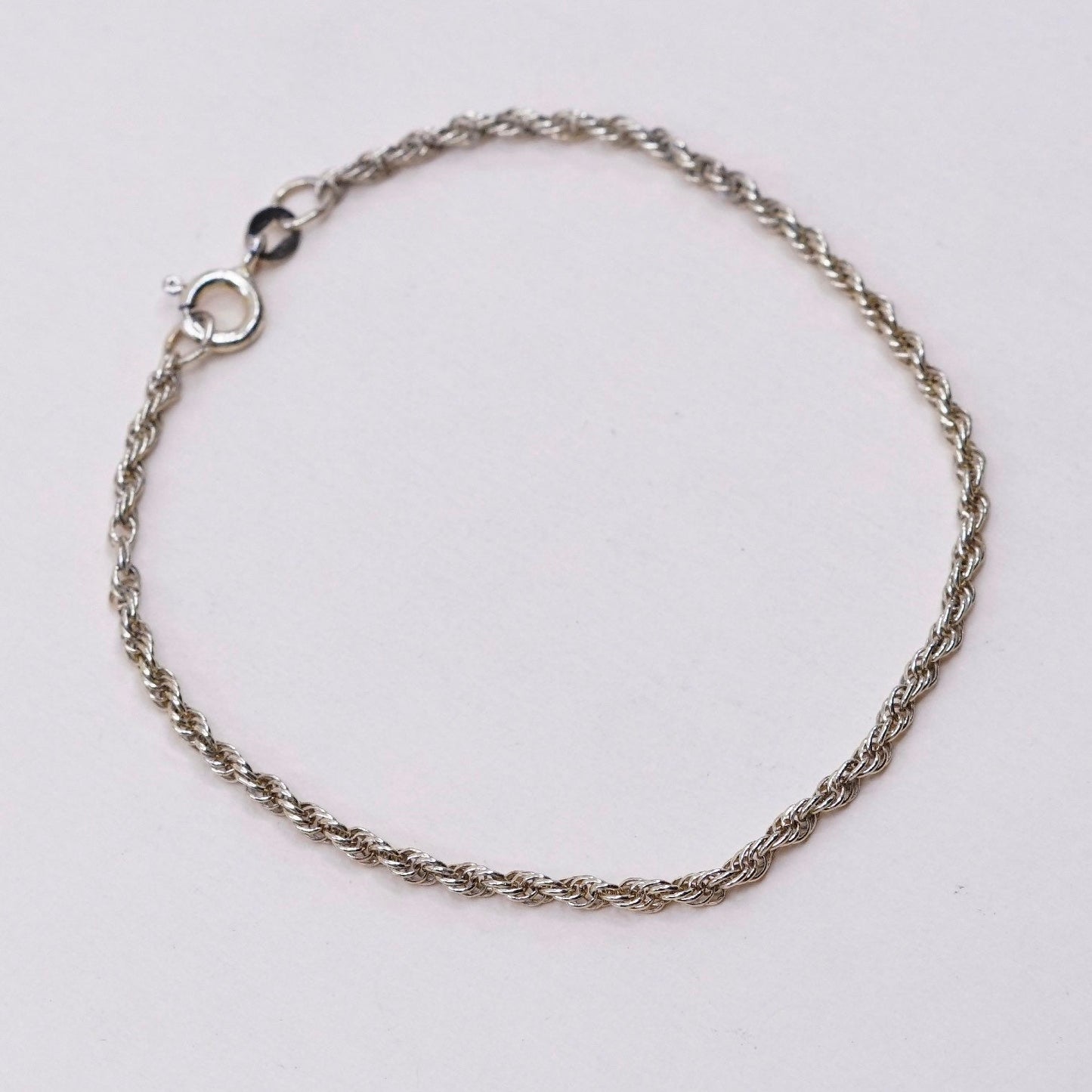 7.25”, Vintage vermeil gold over sterling 925 silver Canada rope chain bracelet