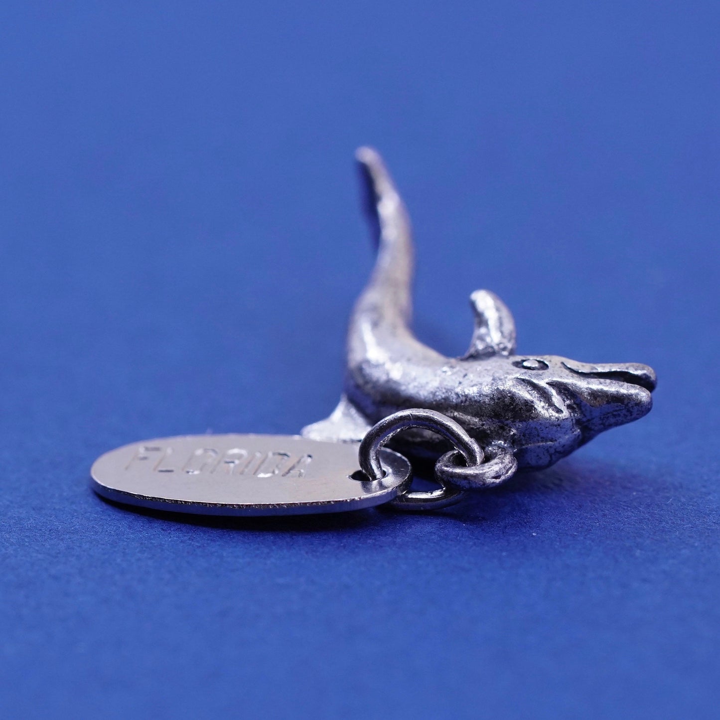 Vintage Sterling silver handmade Dolphins pendant, solid 925 silver charm