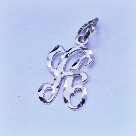 Antique matte Sterling 925 silver charm, initial monogram “A”