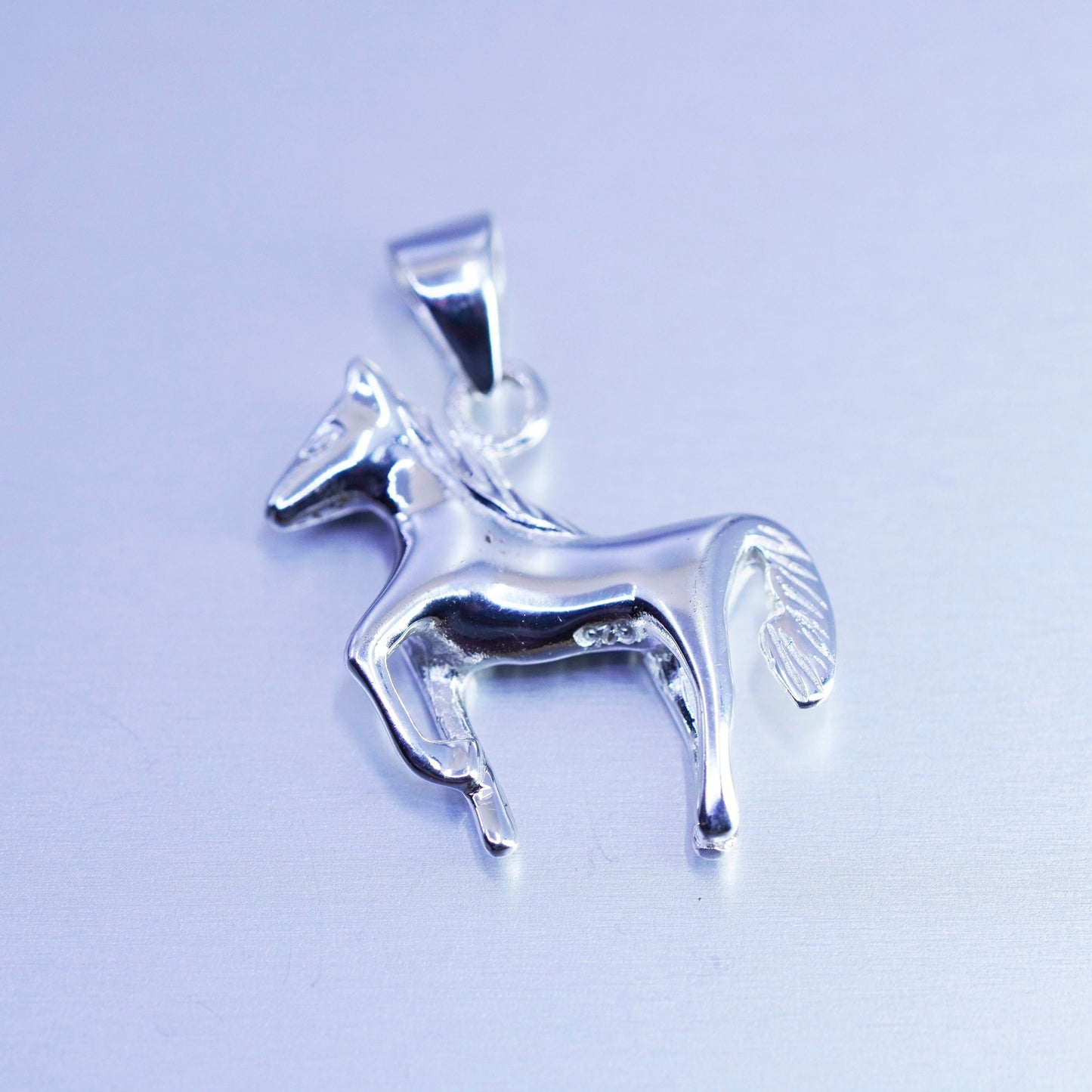 Antique Sterling silver handmade simple 925 horse charm pendant