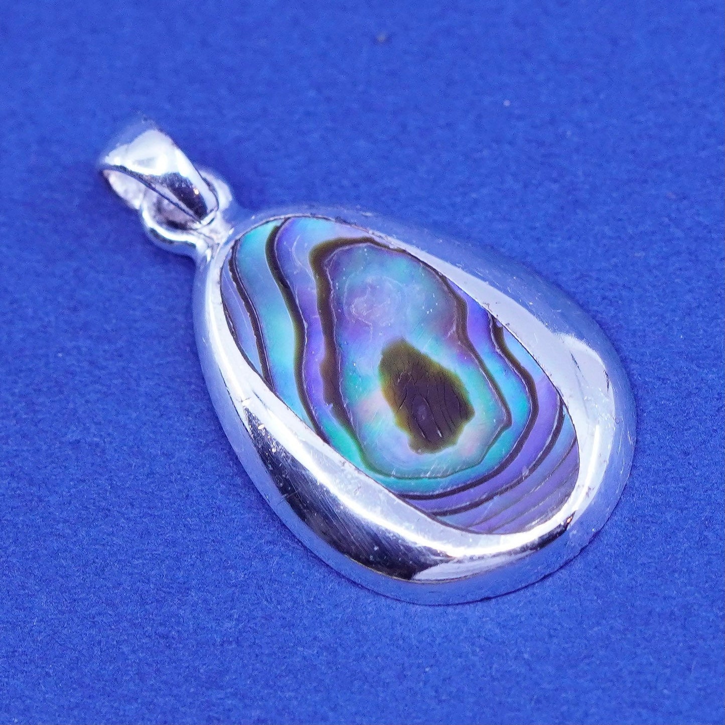 Vintage Sterling silver handmade pendant, 925 pendant with abalone