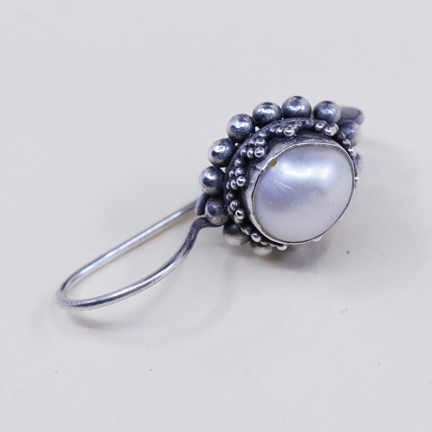 Vintage Sterling silver handmade earrings, 925 hooks w/ pearl and beads