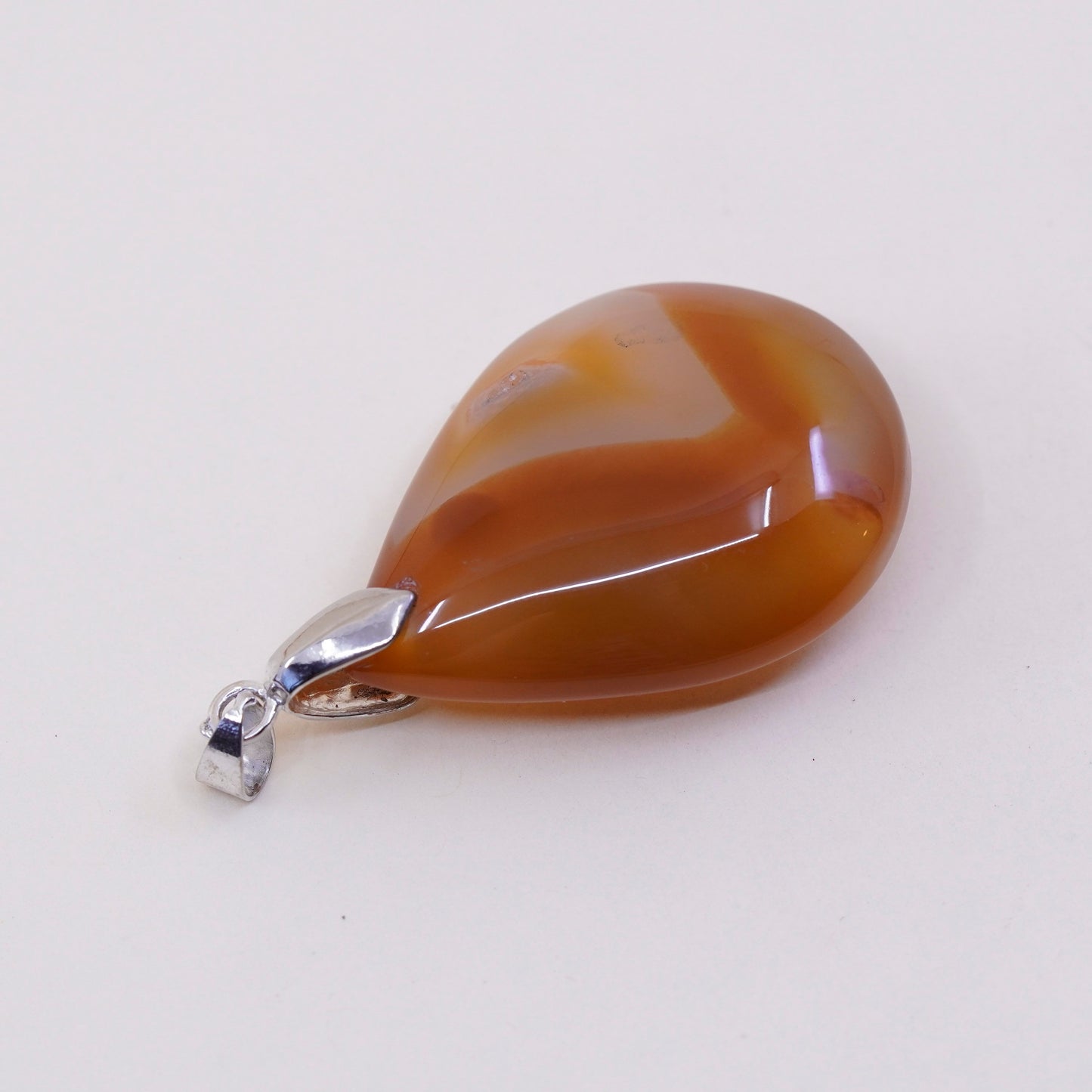 Vintage huge sterling 925 silver handmade teardrop pendant with Druzy agate