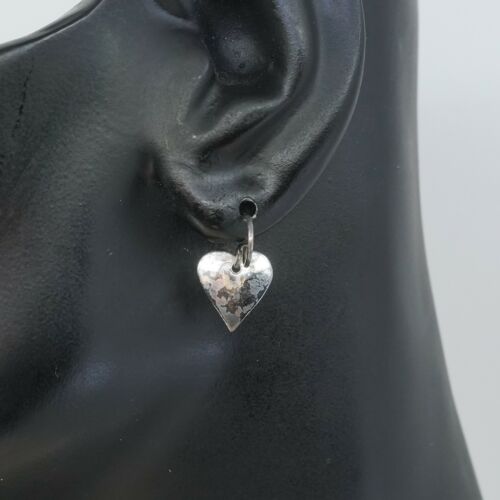 Vtg Sterling Silver Handmade Earrings, 925 dangles Heart Tag Dangles