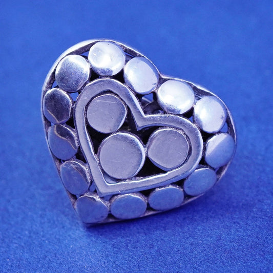 Vintage John Hardy sterling silver handmade brooch, 925 pebble heart pin