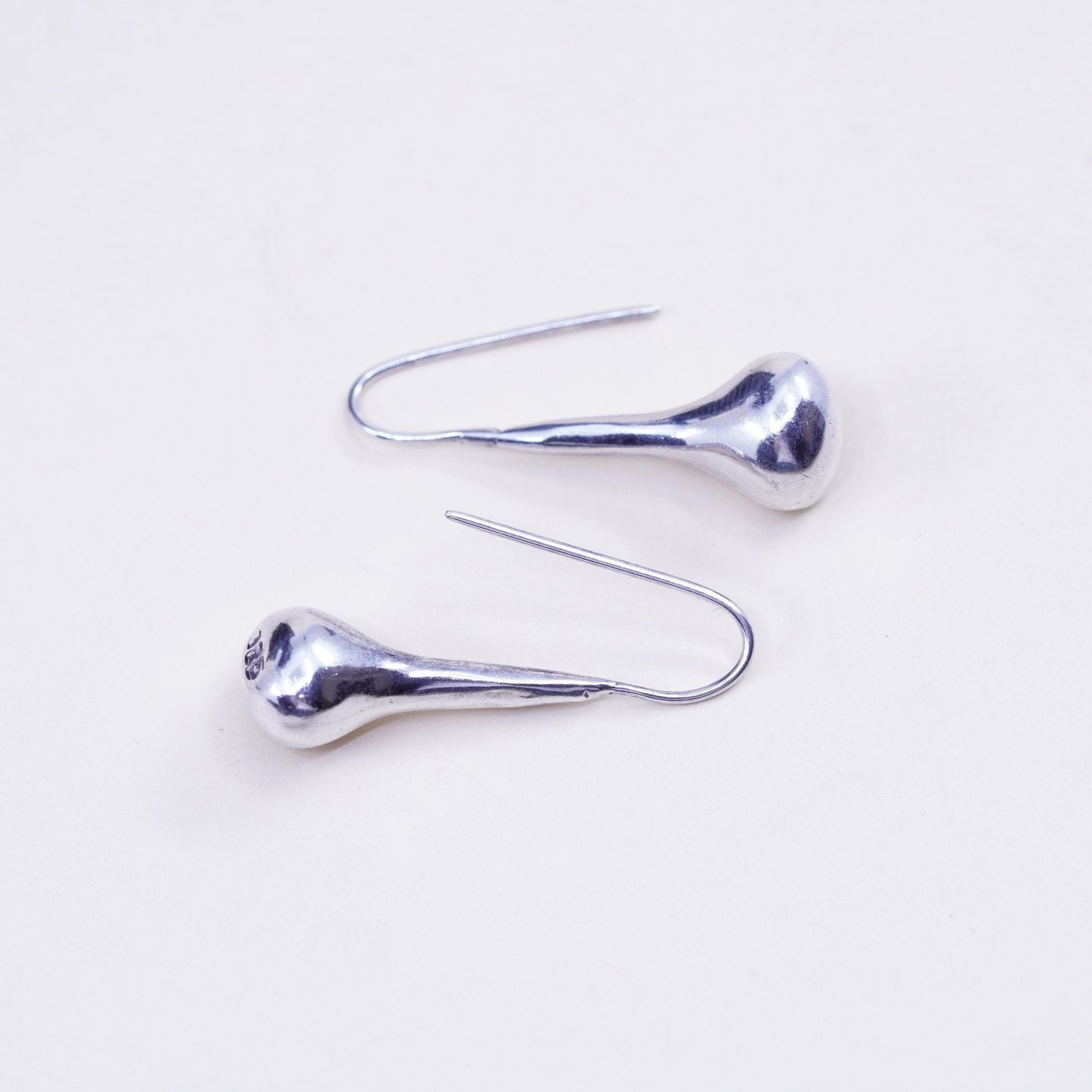 Vintage Sterling silver handmade earrings, 925 teardrop dangles