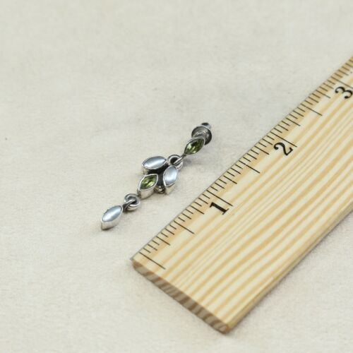 Vtg STERLING SILVER earrings with pearl N Peridot dangles stamped 925