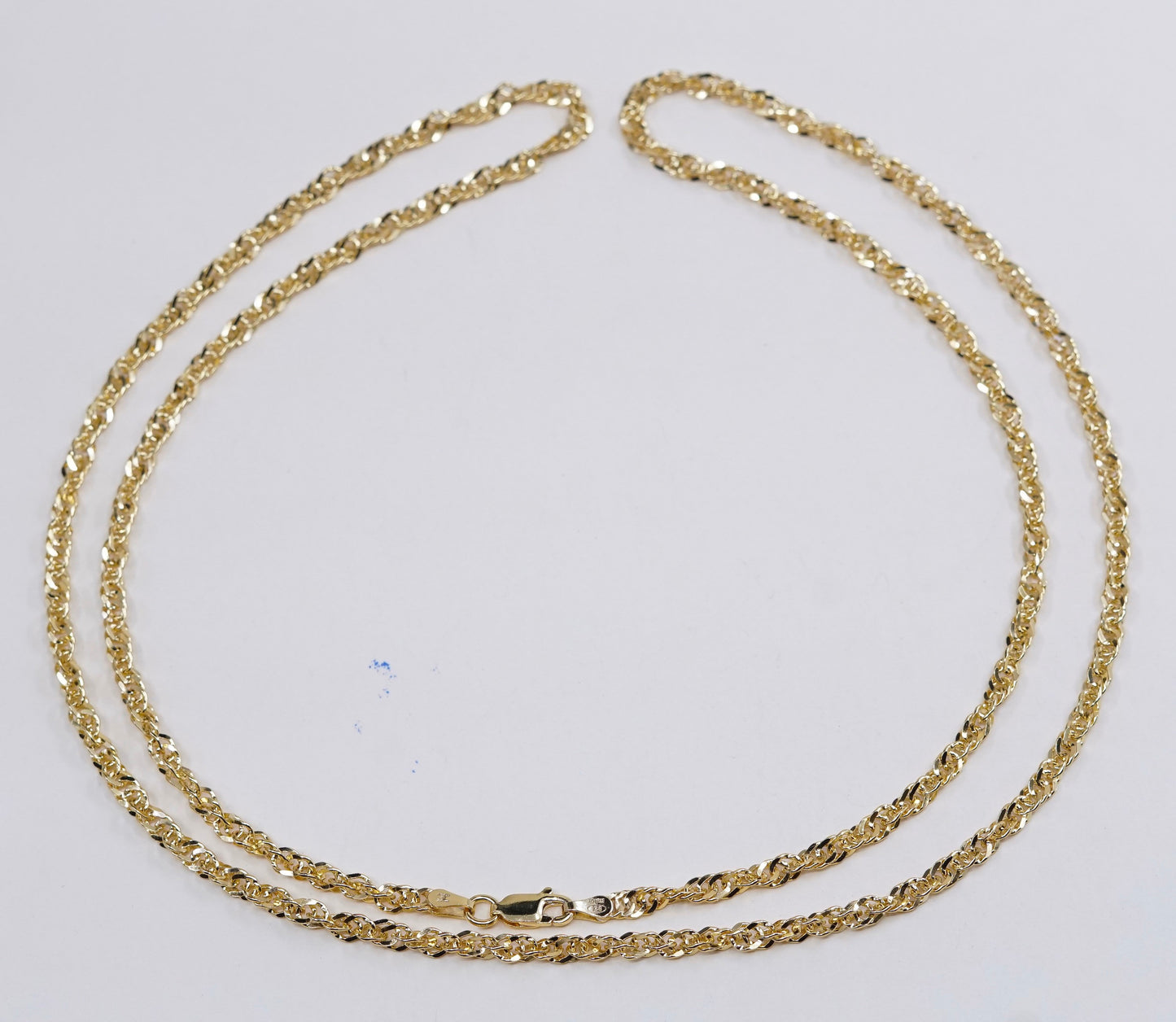 30”, 3mm, Milor vermeil gold sterling silver Italy 925 singapore chain necklace