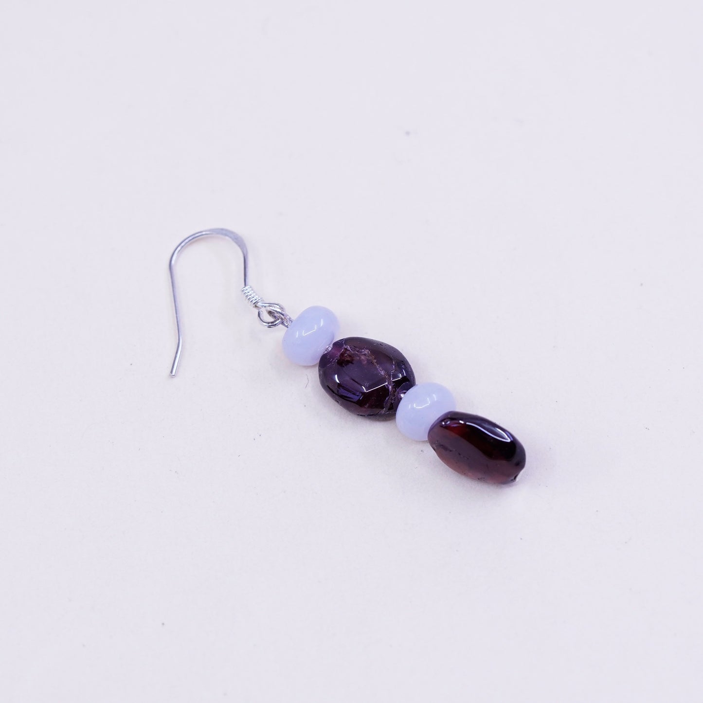 Vintage Sterling silver handmade earrings, garnet agate beads