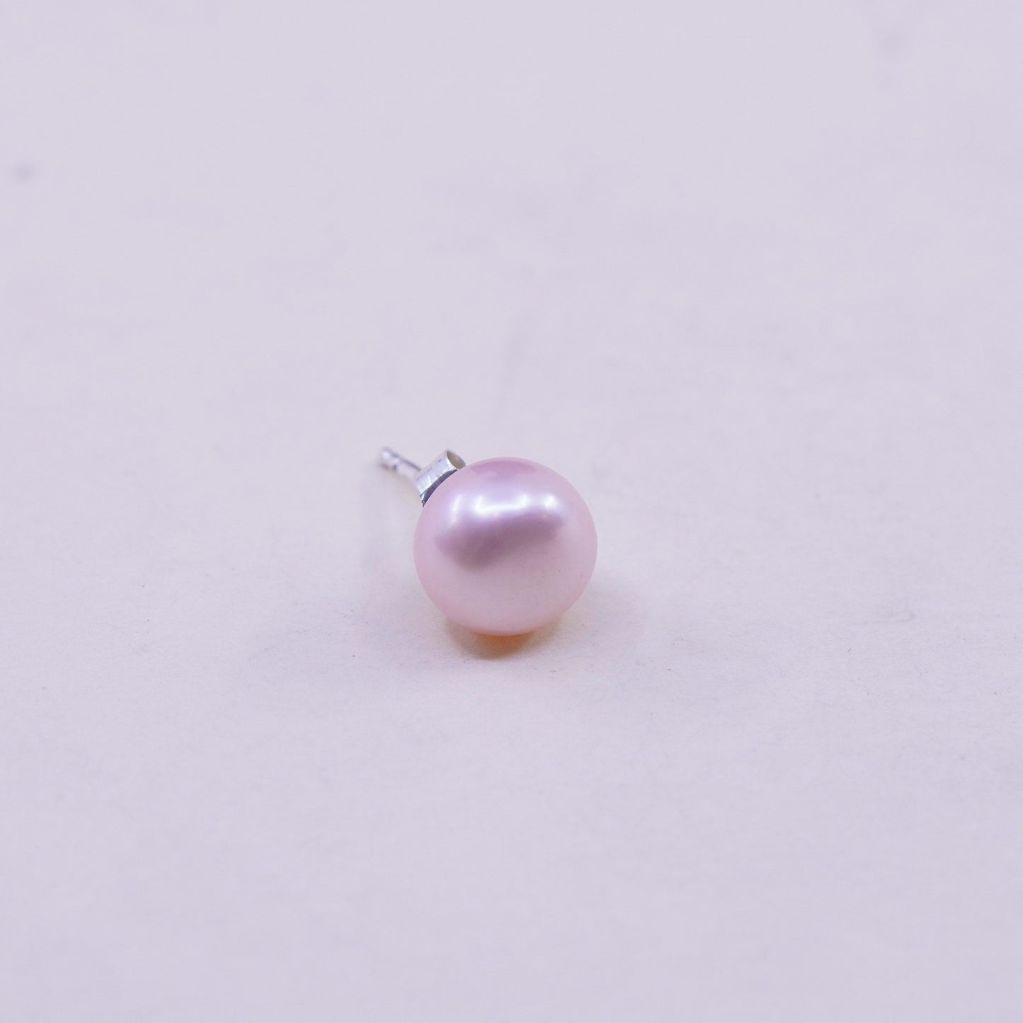 Vintage sterling silver earrings, 925 studs with pink pearl