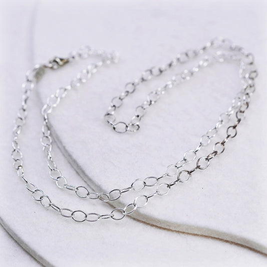 24” 5mm, vintage Faye Sterling 925 silver circle chain necklace