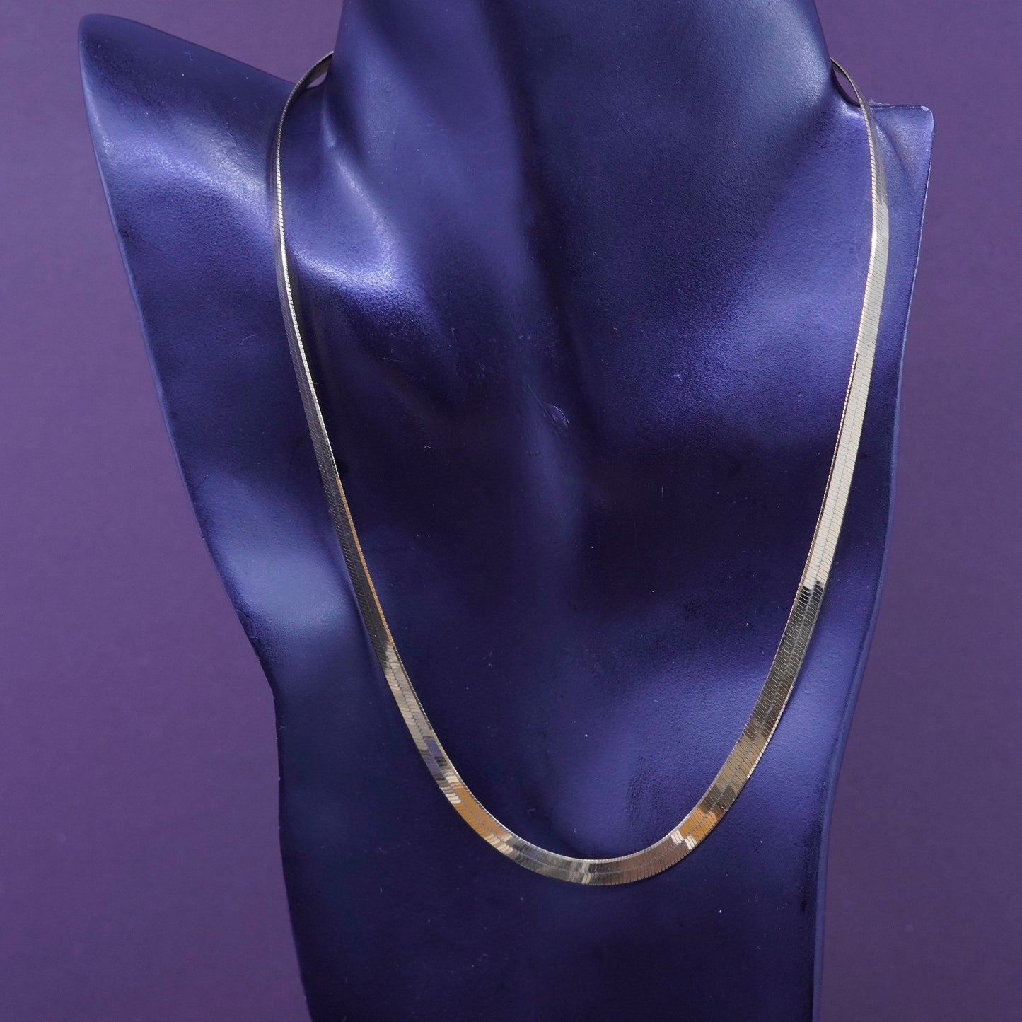 18”, Italy vermeil gold over Sterling silver herringbone chain, 925 necklace