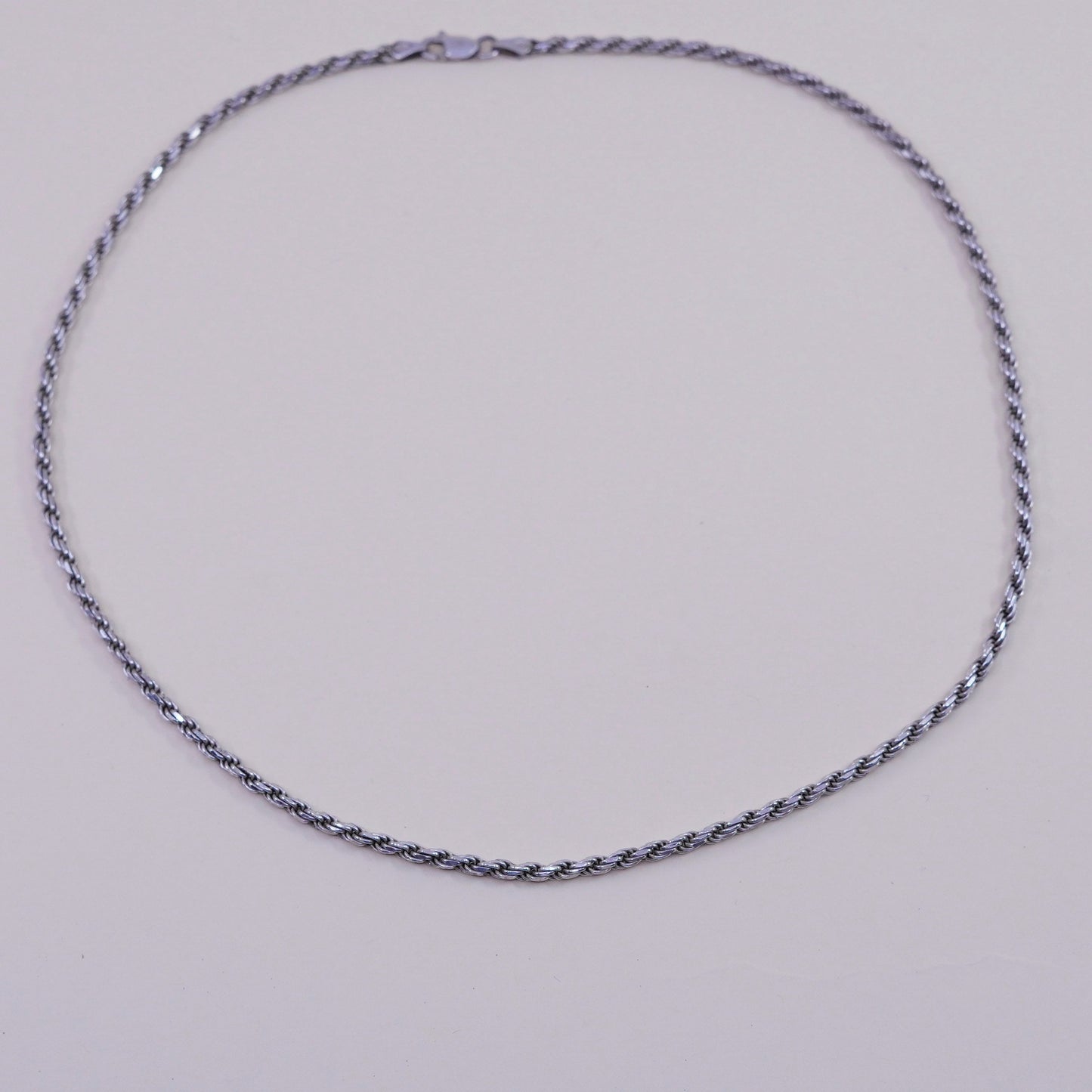 18”, 3mm, vintage Sterling silver necklace, Italy 925 diamond rope chain