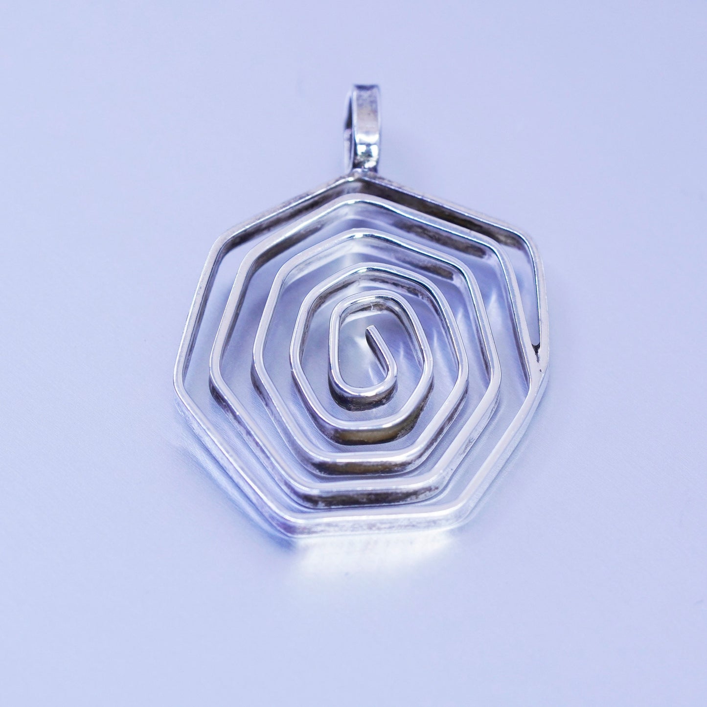 antique sterling 925 silver handmade modern swirl spiderwebbed pendant