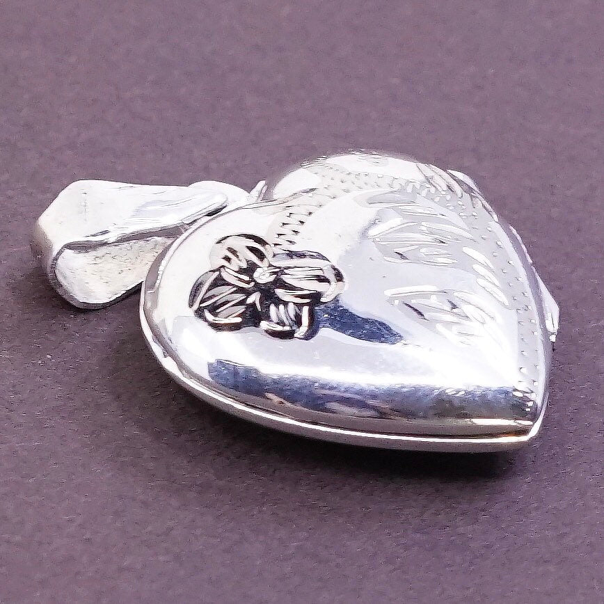 FAS Sterling silver handmade pendant, 925 heart shaped photo locket