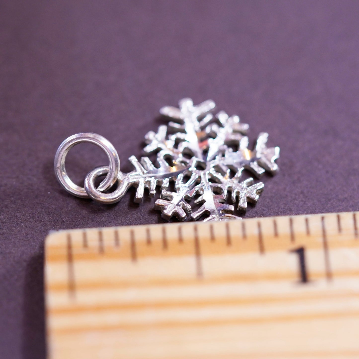 Vintage sterling 925 silver handmade snowflake charm pendant