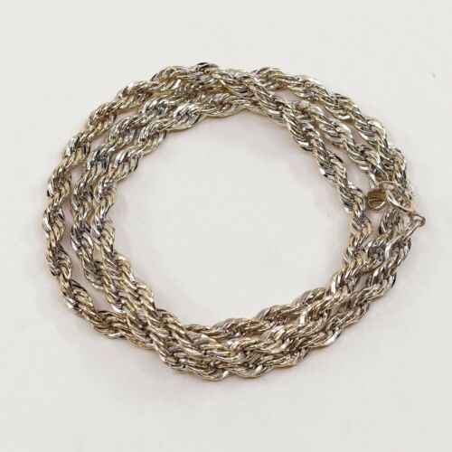 18” 5mm, Vtg Gold Vermeil 925 Sterling Silver Rope chain necklace, Stamped Ster