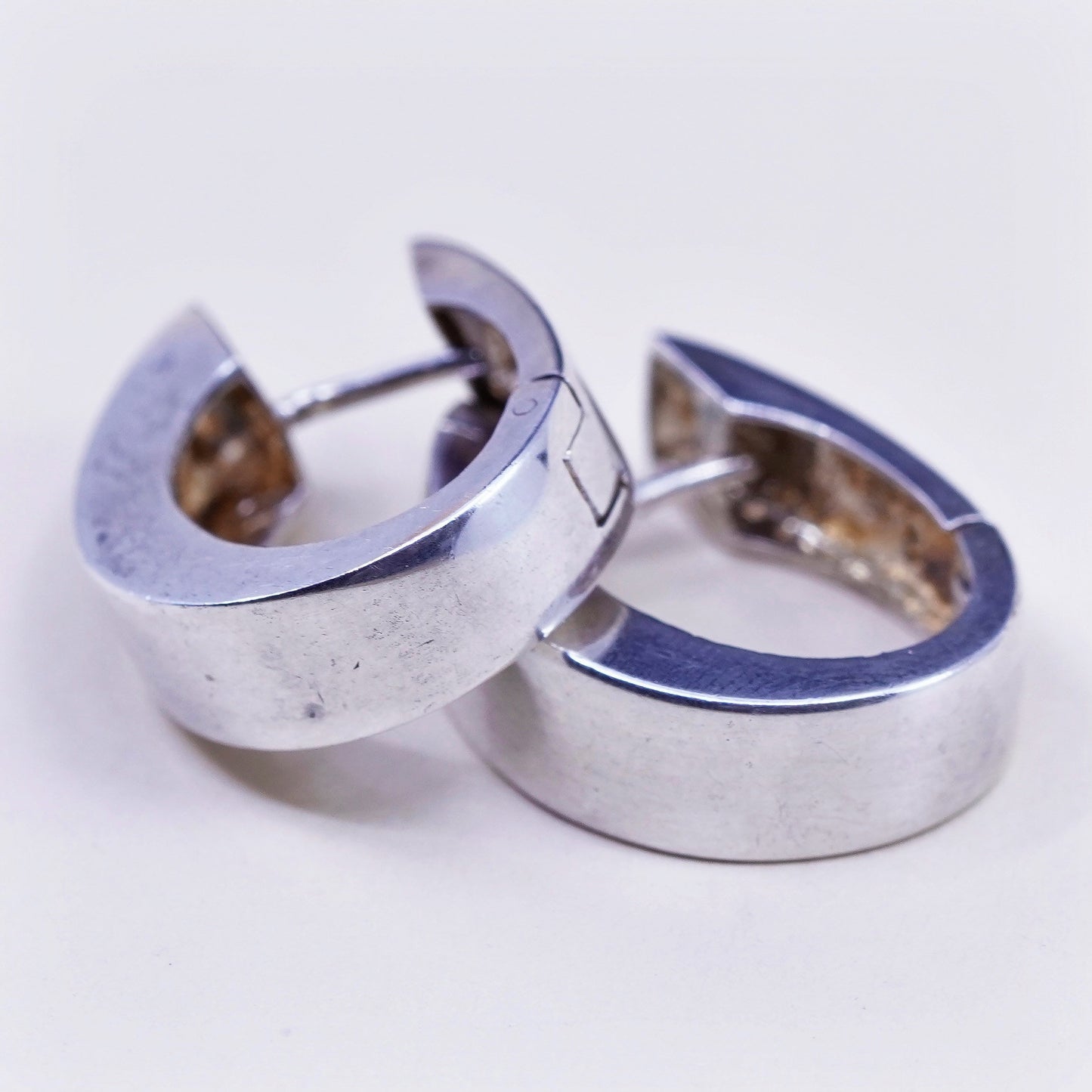 0.75”, Vintage sterling 925 silver loop earrings, simple primitive hoops