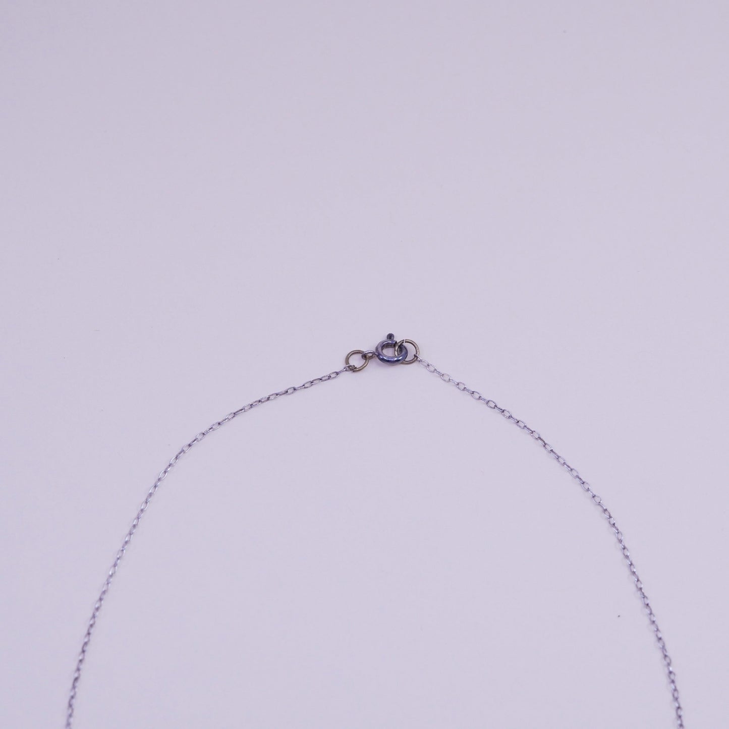 15”, Siam sterling silver handmade necklace, circle chain with tag pendant