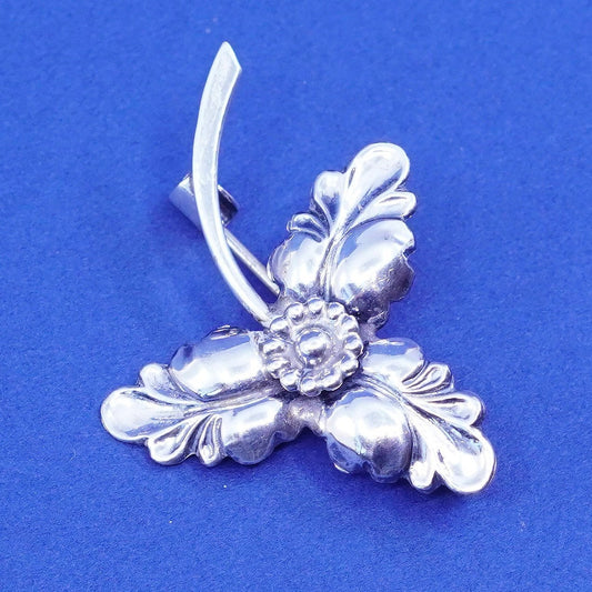 Vintage Denmark Sterling silver handmade brooch, 925 flower pin