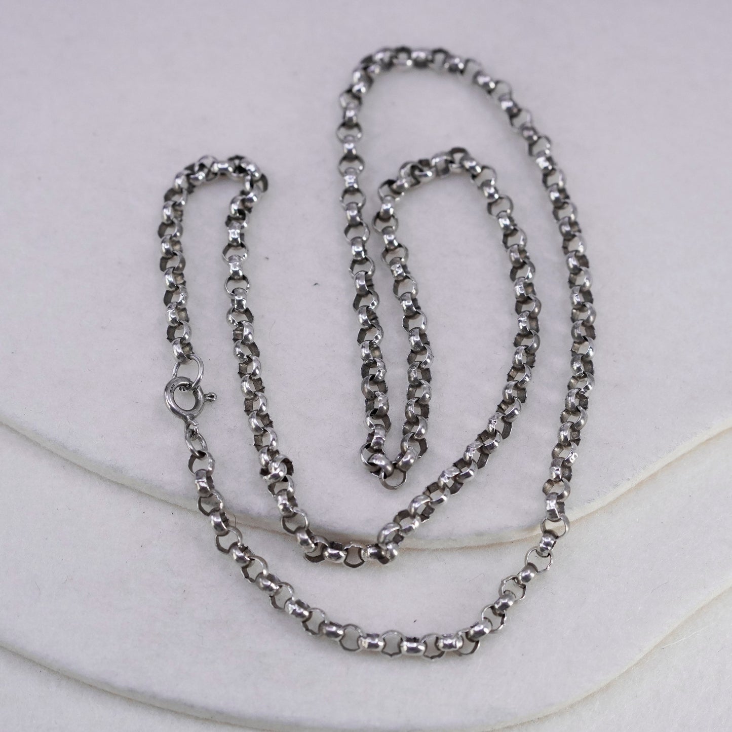 22” 5mm, vintage Italy Sterling 925 silver bold circle chain necklace