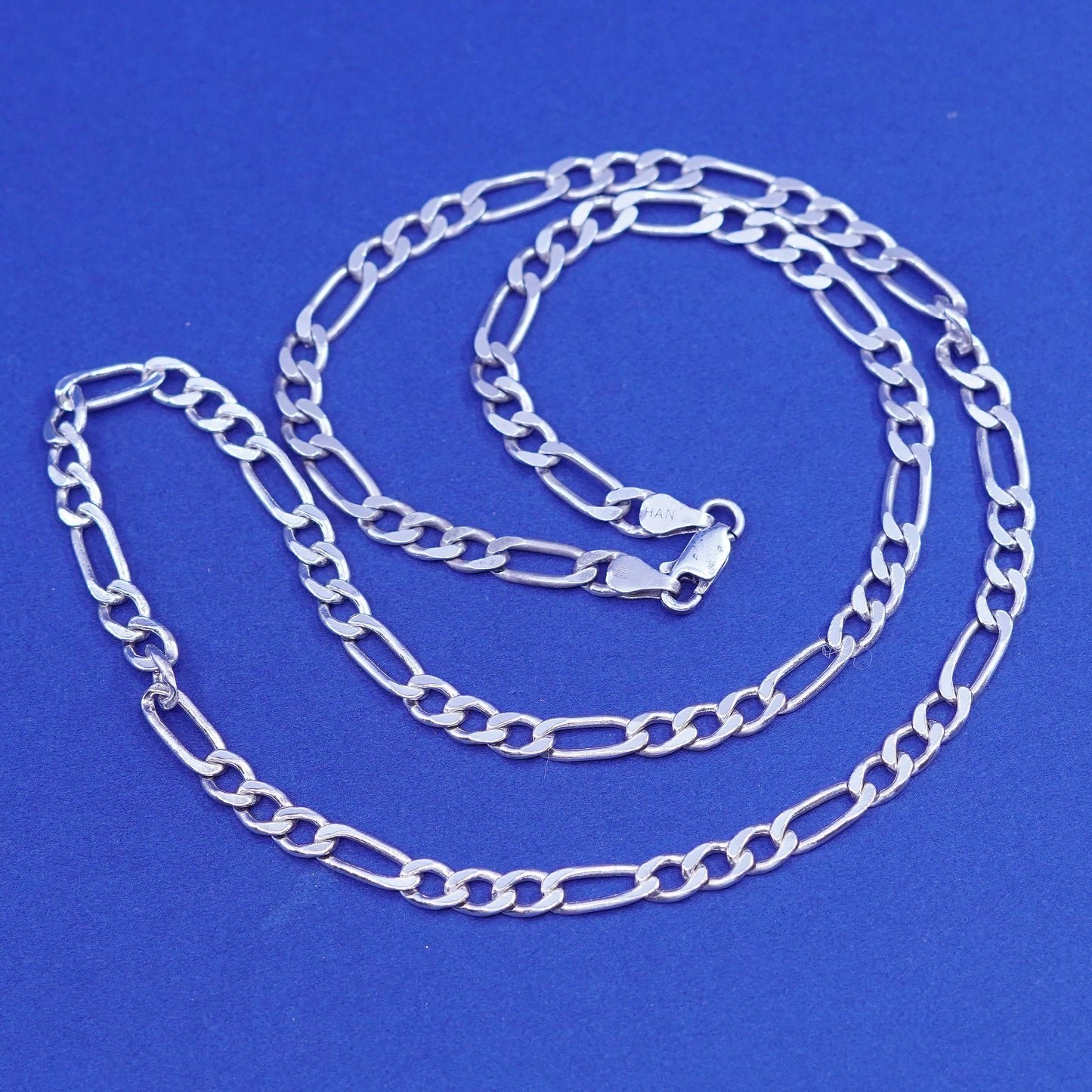 20”, 5mm, vintage Sterling silver handmade necklace, 925 Figaro link chain