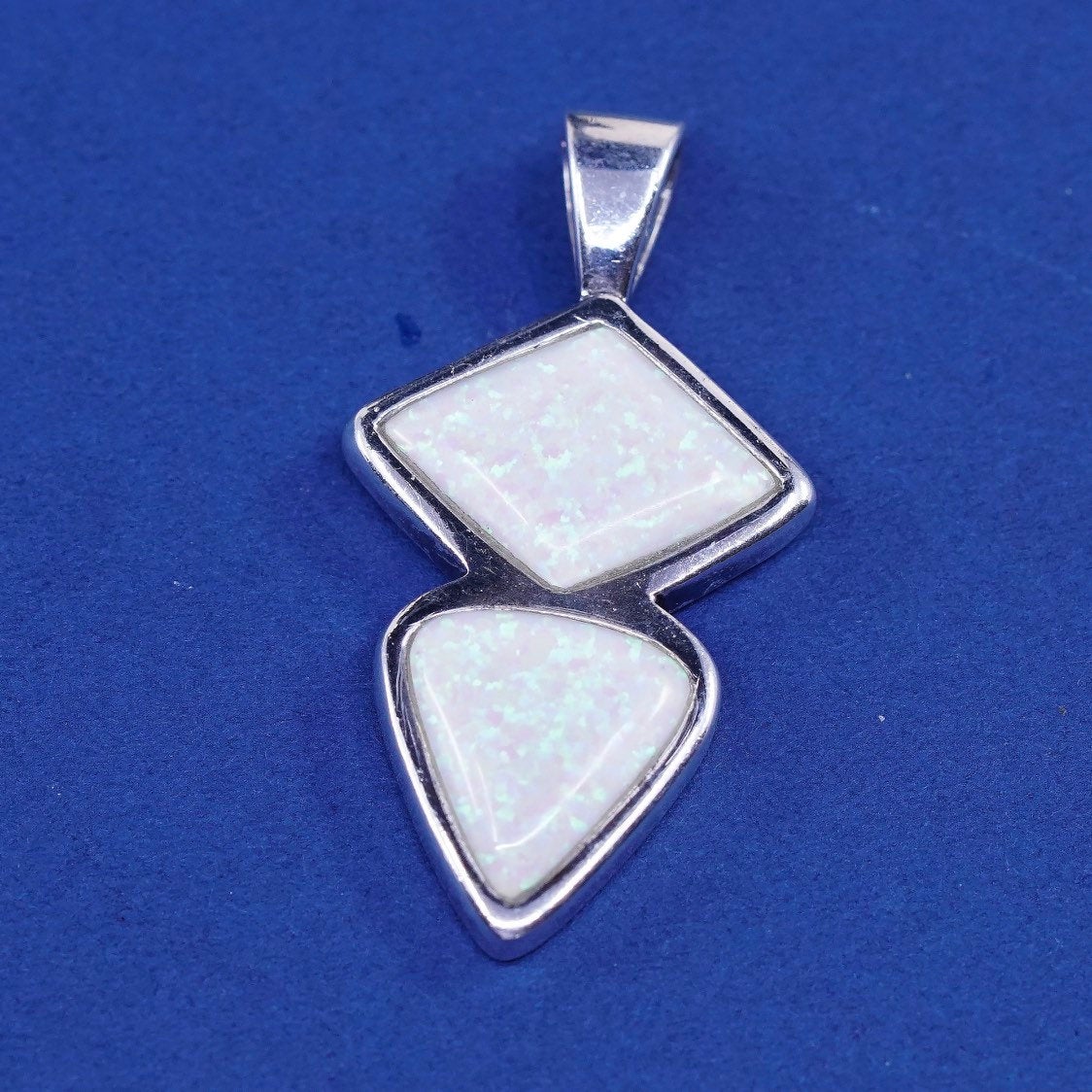 vtg PB Sterling silver handmade pendant, solid 925 silver with opaL