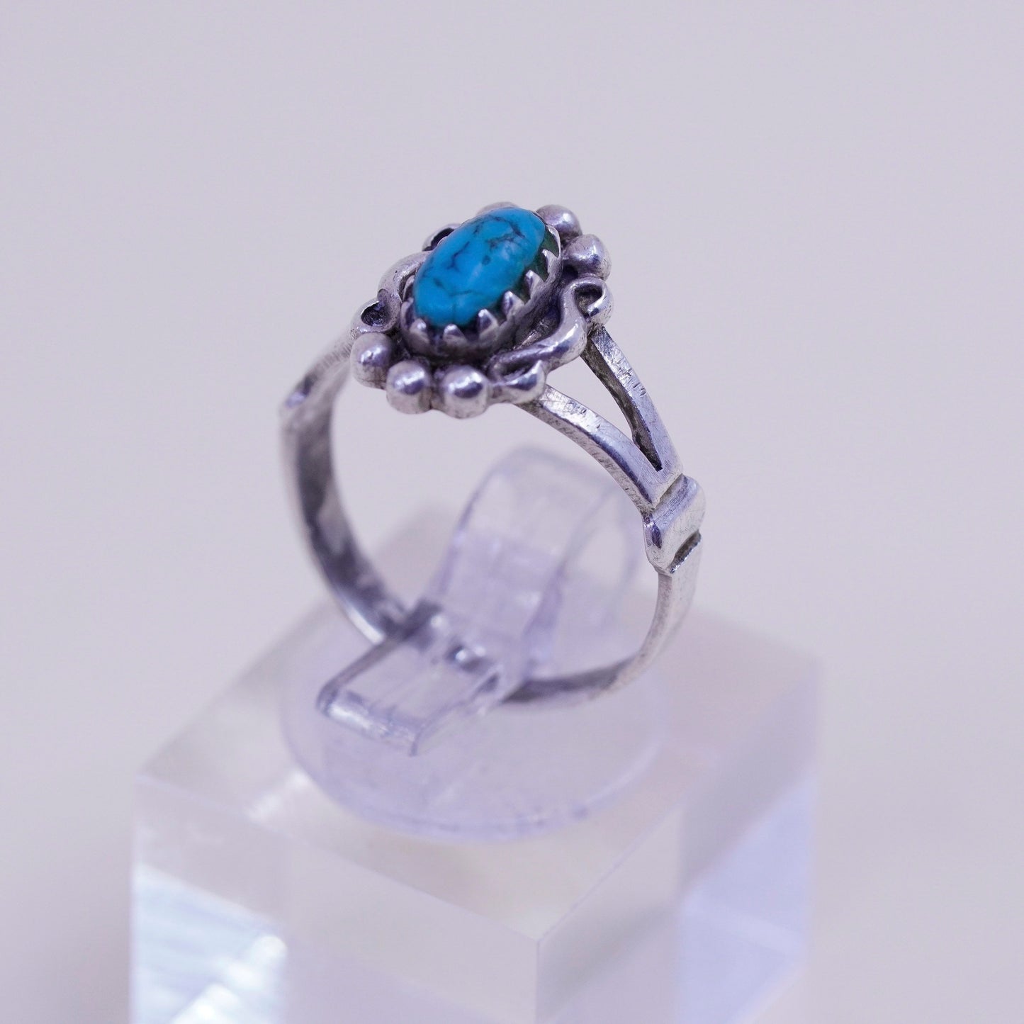 Size 5.25, sterling silver Native American handmade 925 silver ring turquoise