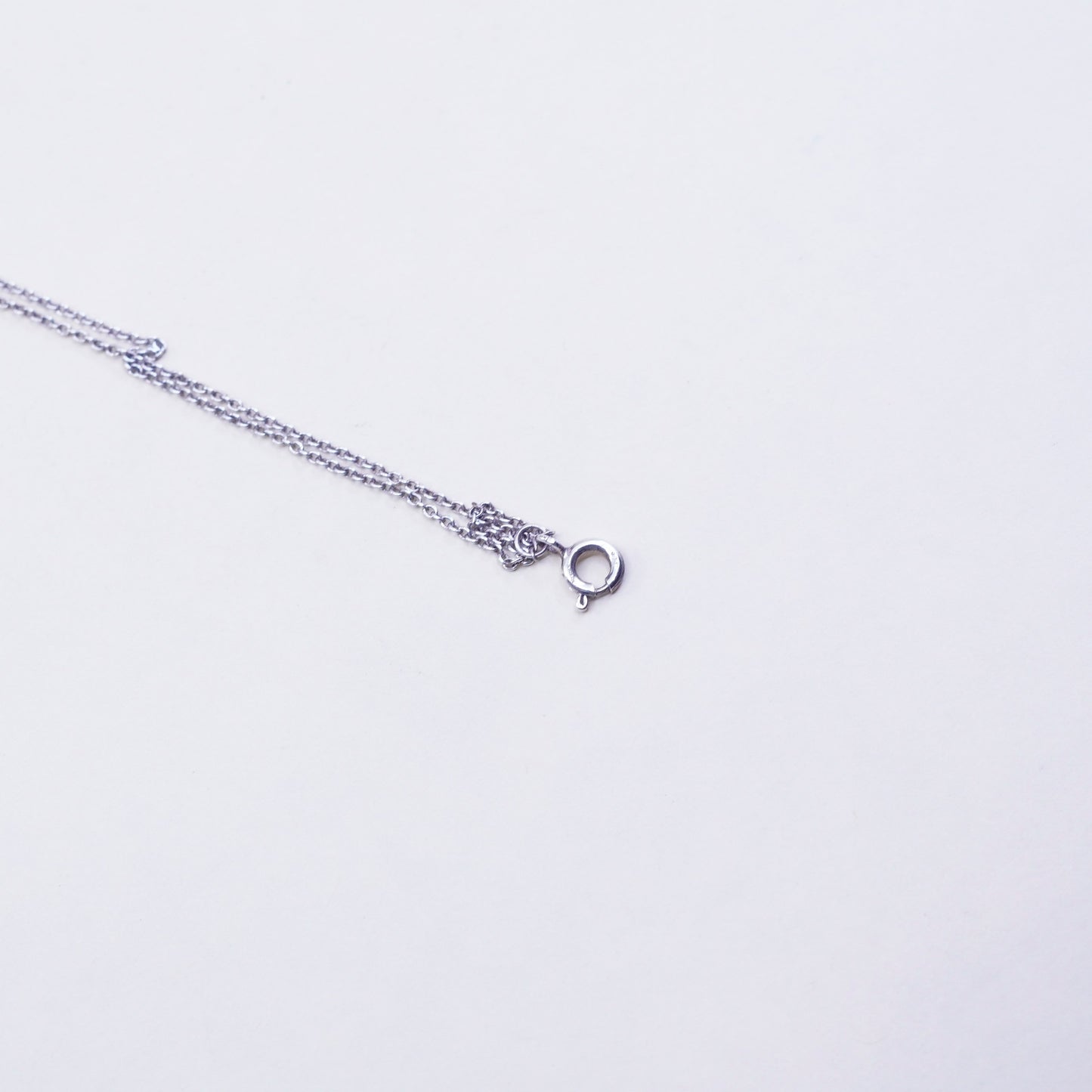 18”, Sterling silver necklace, double strands 925 chain with hammered teardrop