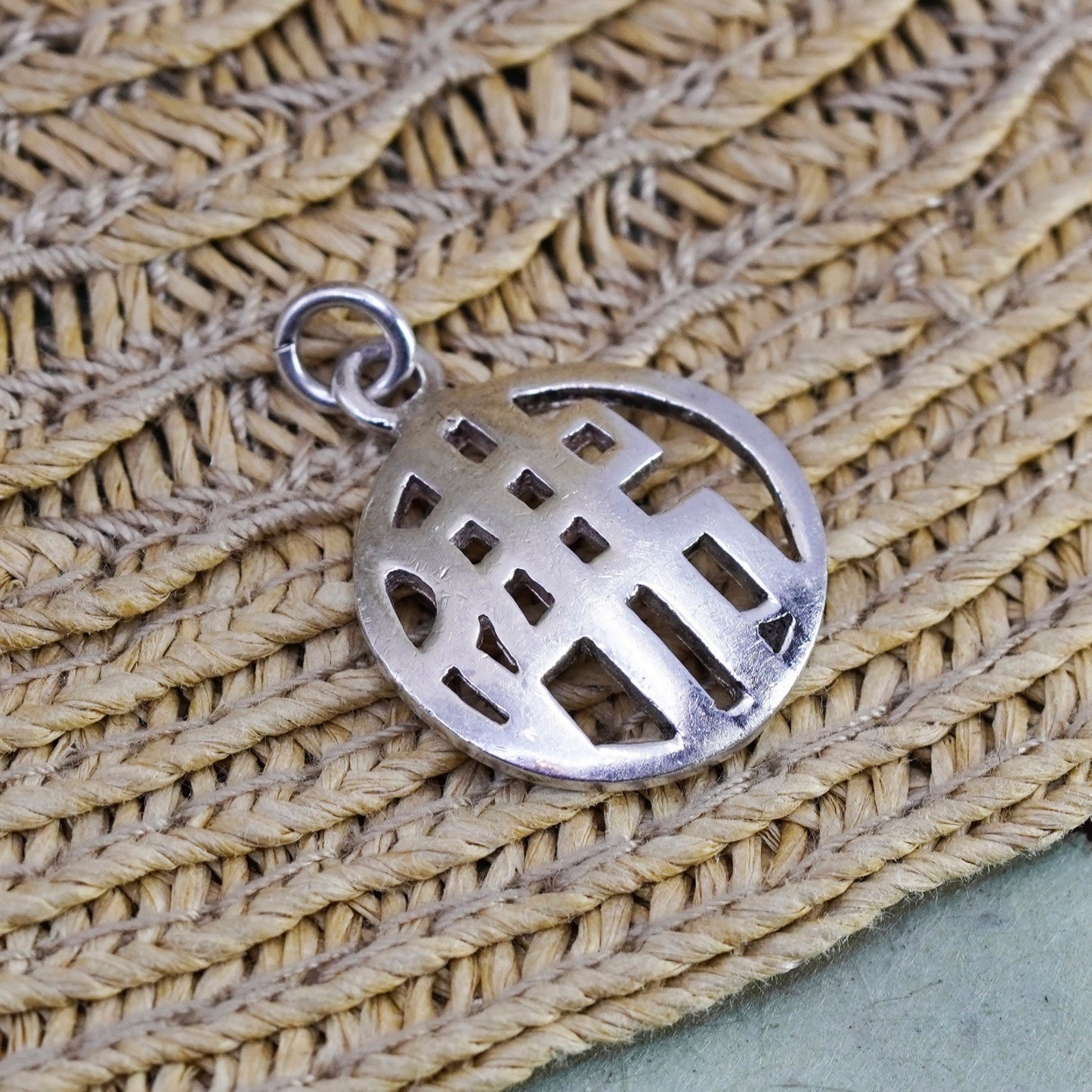 Sterling silver pendant, 925 pendant, Chinese character drop, means “Buddha”