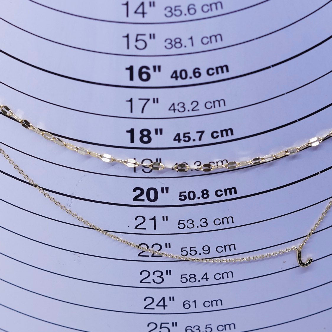 14", vtg Vermeil gold sterling silver 925 flatten chain w/ initial J pendant