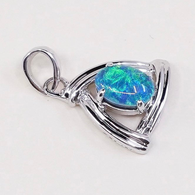 VTG Sterling silver handmade pendant, solid 925 silver with opal