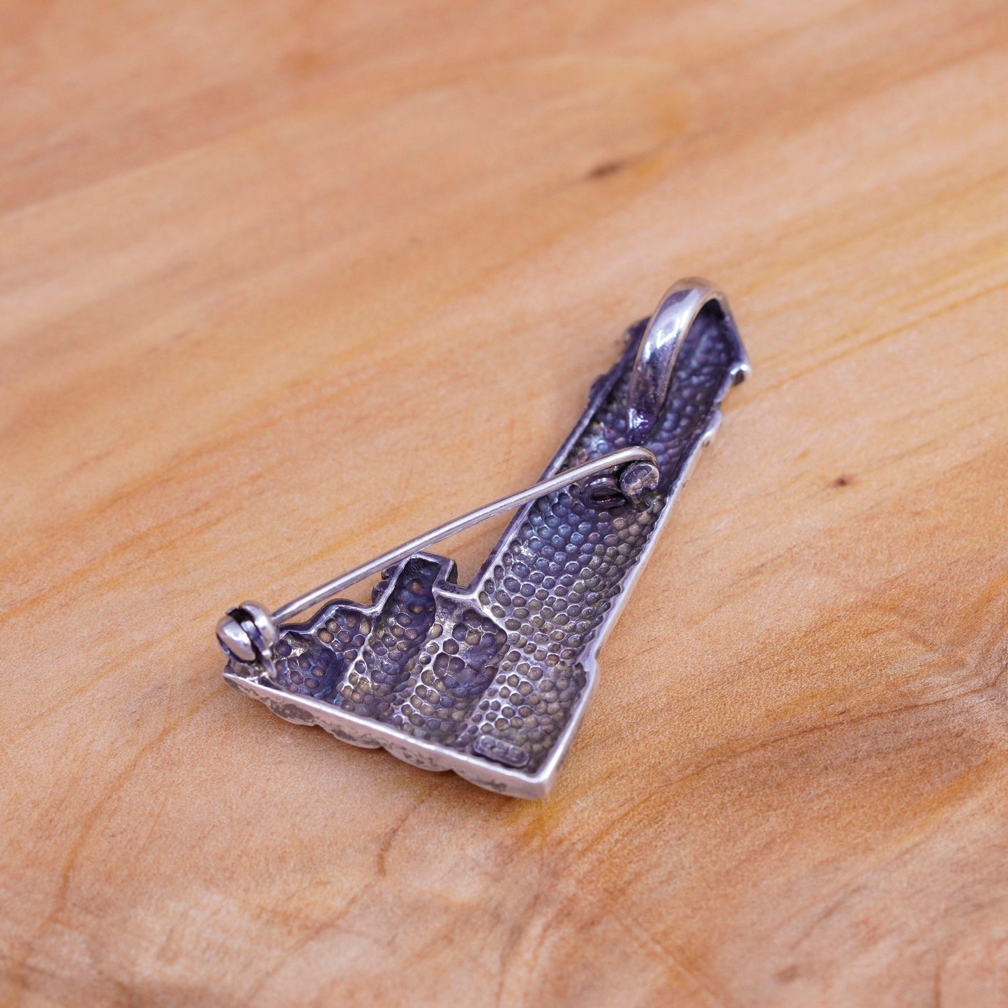 Vintage sterling silver handmade brooch, 925 lighthouse pendant w/ deck