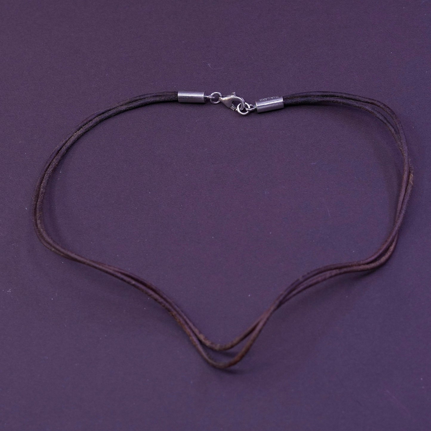 15”, silpada handmade necklace, brown leather thread choker w/ sterling silver