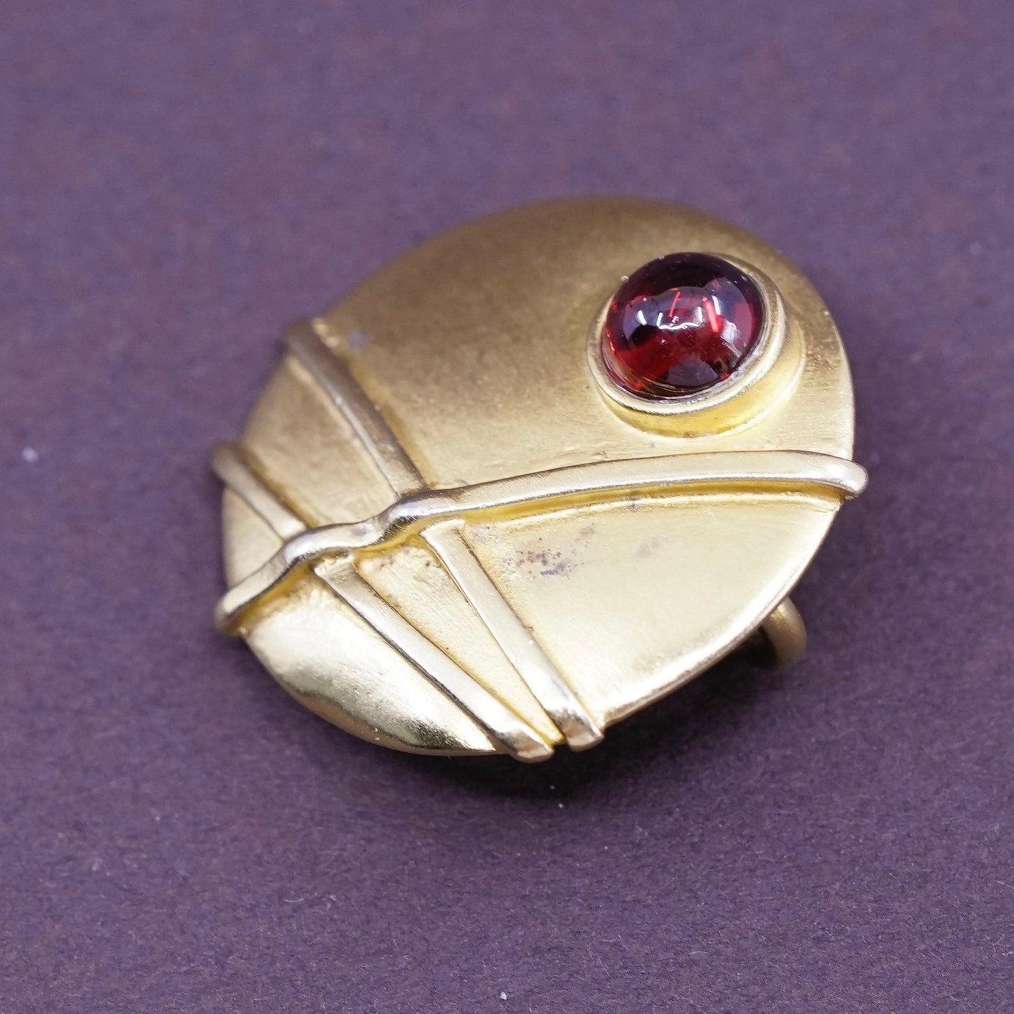 vtg modern vermeil gold over Sterling 925 silver handmade pendant with garnet