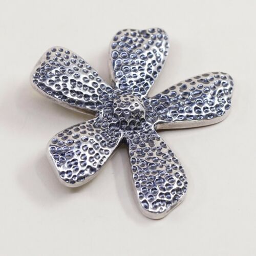 Silpada Hammered Flower Pendant S1101 .925 Sterling Silver Floral