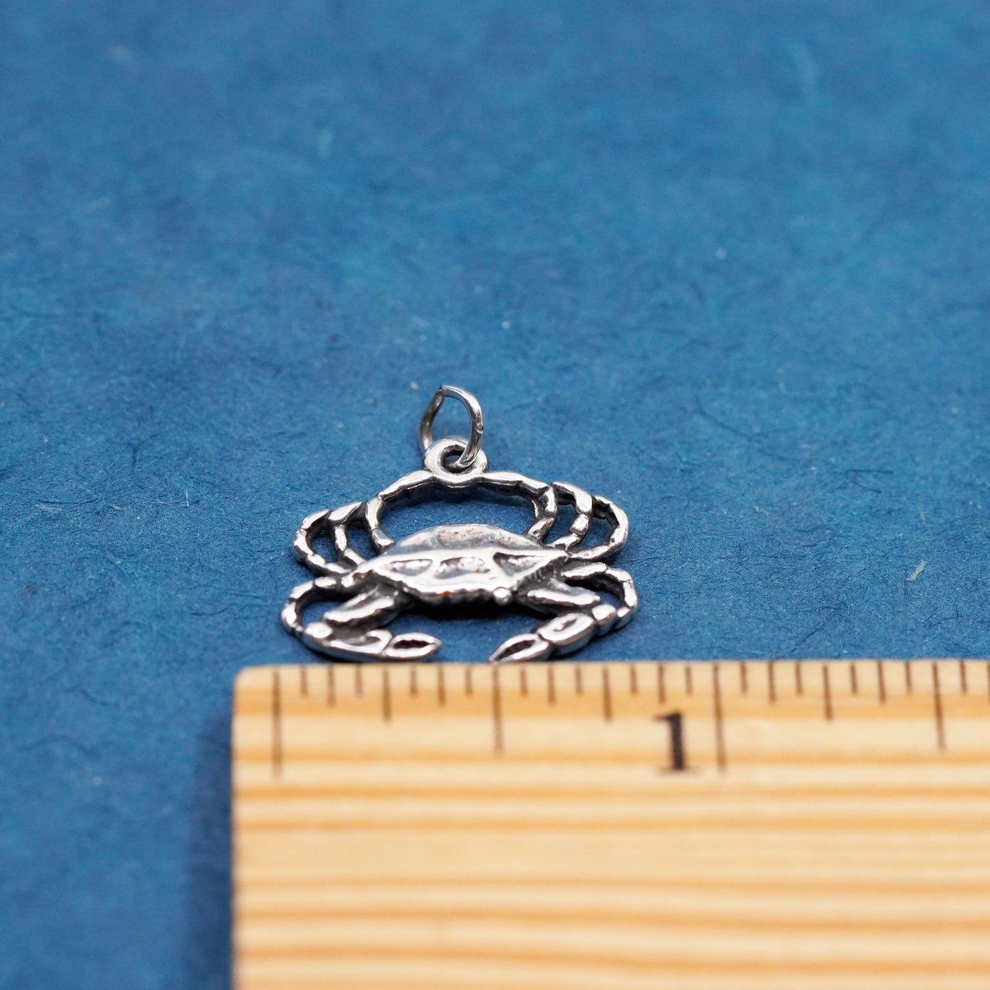 Vintage Sterling silver handmade pendant. 925 crab charm