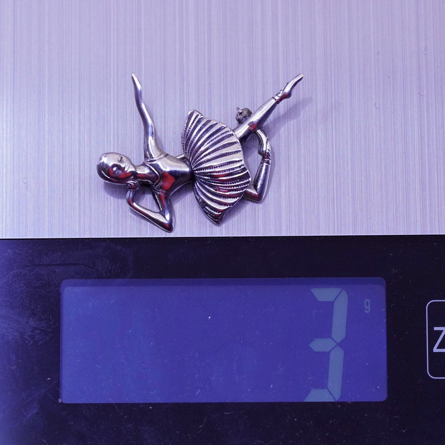 Vintage Sterling 925 silver Female ballet dancer ballerina brooch pin