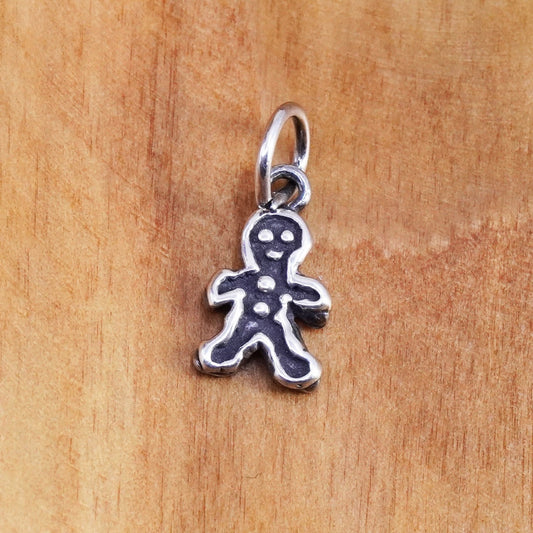 Vintage Sterling silver handmade pendant, 925 Gingerbread man charm