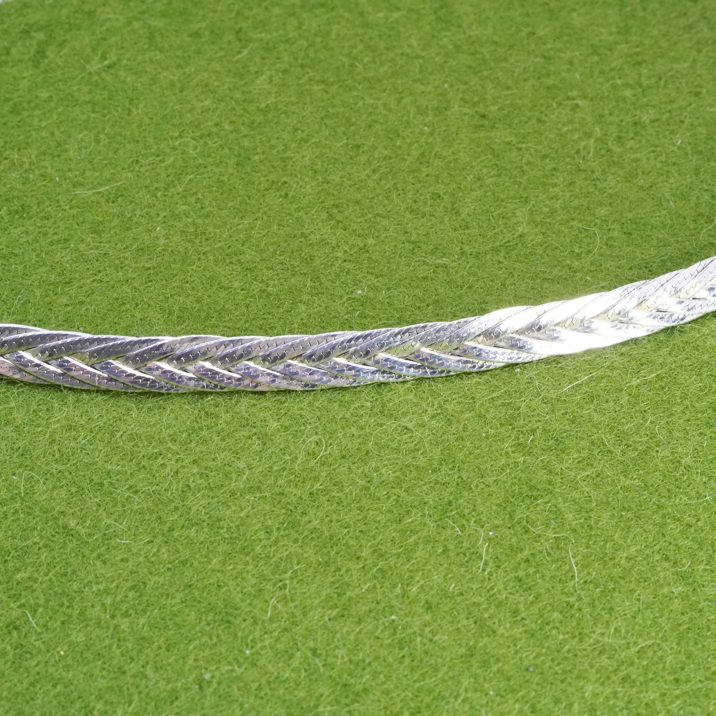 18”, Italy 4 Strands 925 Sterling Silver Woven Braided Herringbone necklace