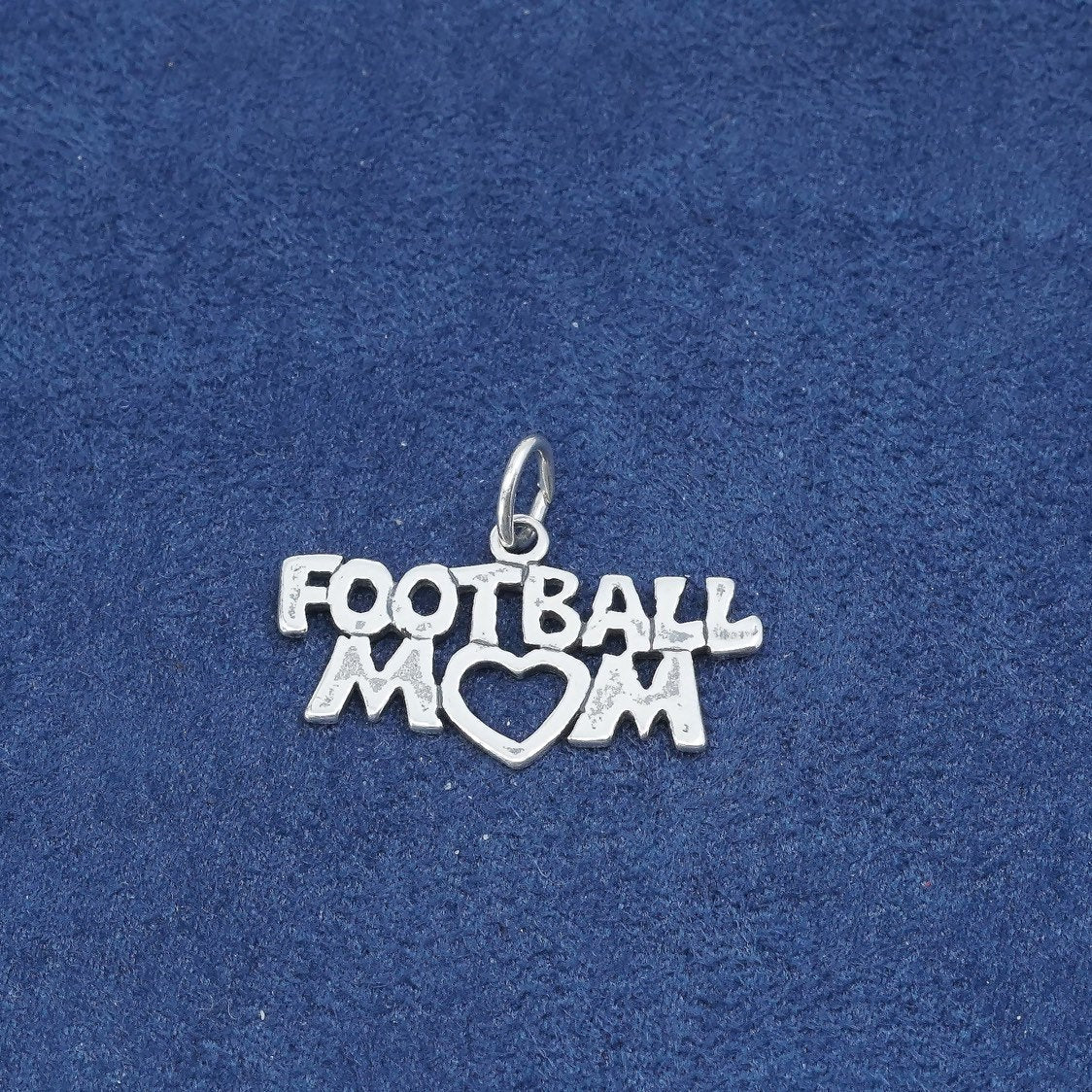 vtg Sterling silver handmade pendant, 925 "football mom" charm