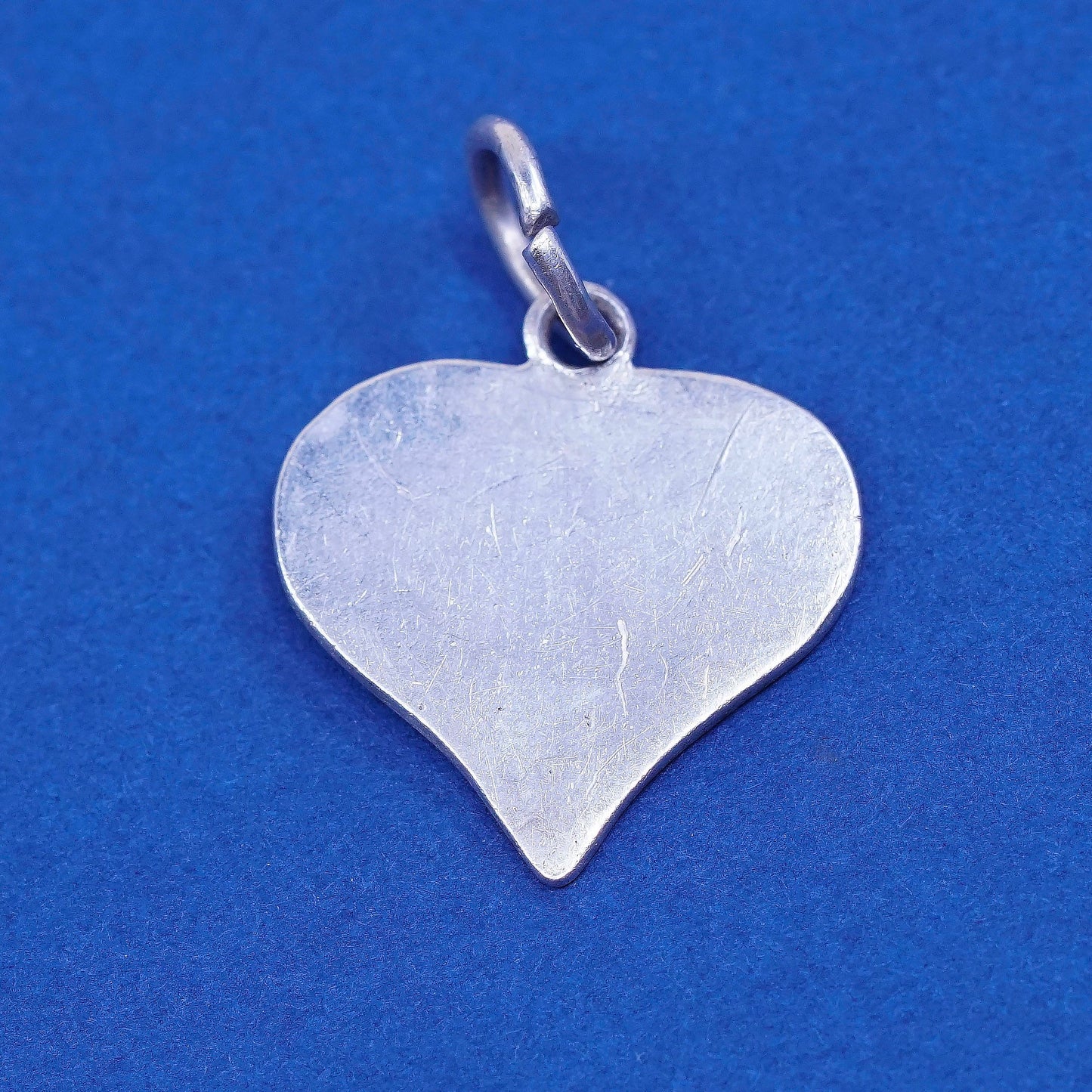 Vintage sterling silver handmade pendant, 925 heart charm, stamped 925