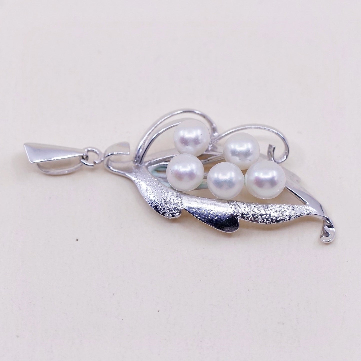 Vintage handmade sterling silver pendant, 925 pendant with pearl