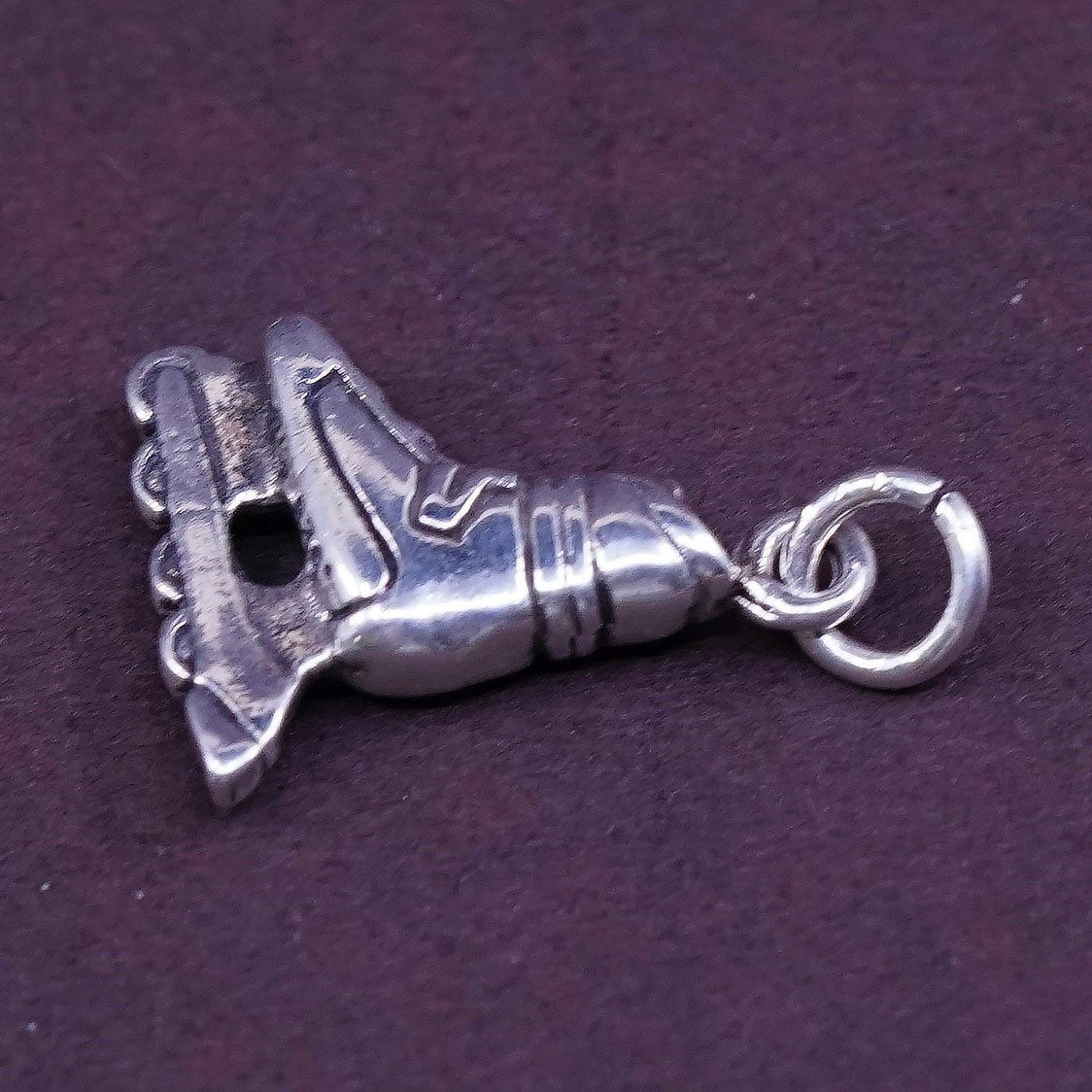 vtg Sterling silver handmade pendant, 925 ice skate shoe charm