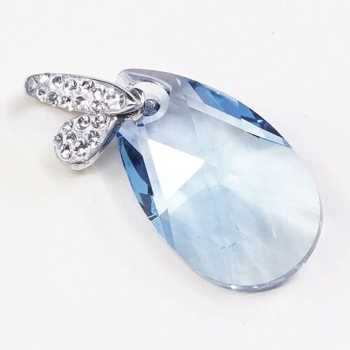 Vtg Designer AU Sterling Silver Pendant, 925 W/ Cushion Cut Topaz N Crystal