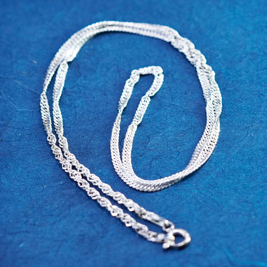 18”, 2mm, Sterling silver handmade necklace, 925 twisted curb link chain